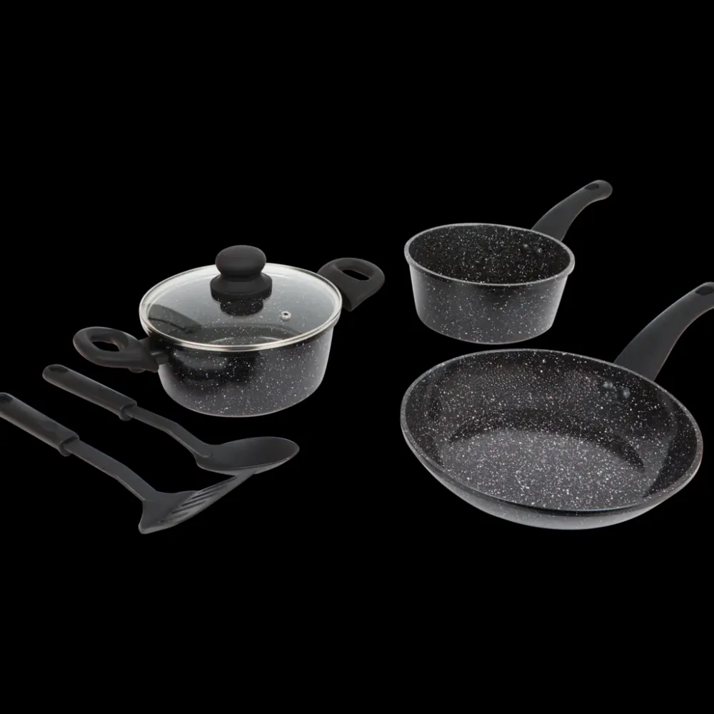 Tous Les Articles Cuisine|Poêles< Batterie de cuisine avec ustensiles Ceramic Marble | Action FR