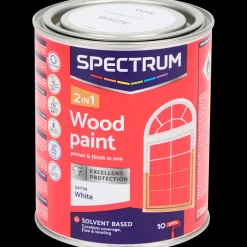 Tous Les Articles Bricolage|Peinture<Spectrum Laque satinée pour bois 2-en-1 Blanc Blanc 750 ml | Action FR