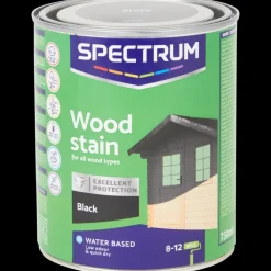 Tous Les Articles Bricolage|Peinture< Lasure noire opaque pour bois Spectrum Noir 750 ml | Action FR