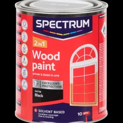 Tous Les Articles Bricolage|Peinture<Spectrum Peinture laque satinée pour bois 2-en-1 Noir Noir | Action FR