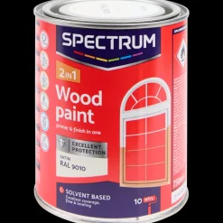 Tous Les Articles Bricolage|Peinture<Spectrum Peinture laque satinée pour bois 2-en-1 RAL 9010 Blanc 750 ml | Action FR