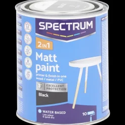 Tous Les Articles Bricolage|Peinture<Spectrum Peinture mate 2-en-1 Noir Noir 750 ml | Action FR