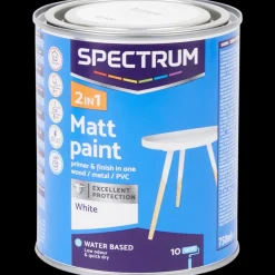 Tous Les Articles Bricolage|Peinture<Spectrum Peinture mate 2-en-1 Blanc Blanc 750 ml | Action FR