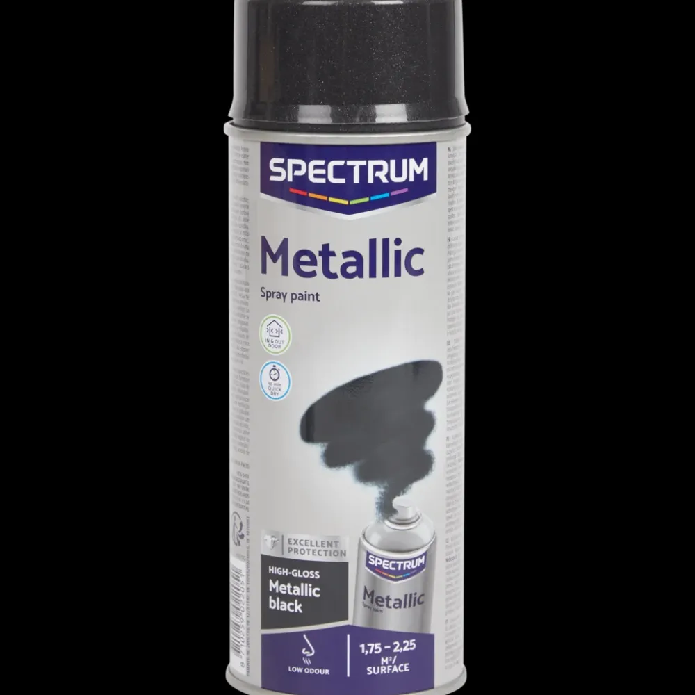Tous Les Articles Bricolage|Peinture<Spectrum Peinture métallisée en aérosol Noir Noir 400 ml | Action FR
