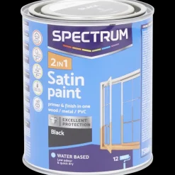 Tous Les Articles Bricolage|Peinture<Spectrum Peinture satinée 2-en-1 Noir Noir 750 ml | Action FR